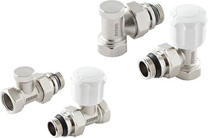 Radiátorszelepek előremenő- és elzárószelepek DN15, R1/2-Rp1/2